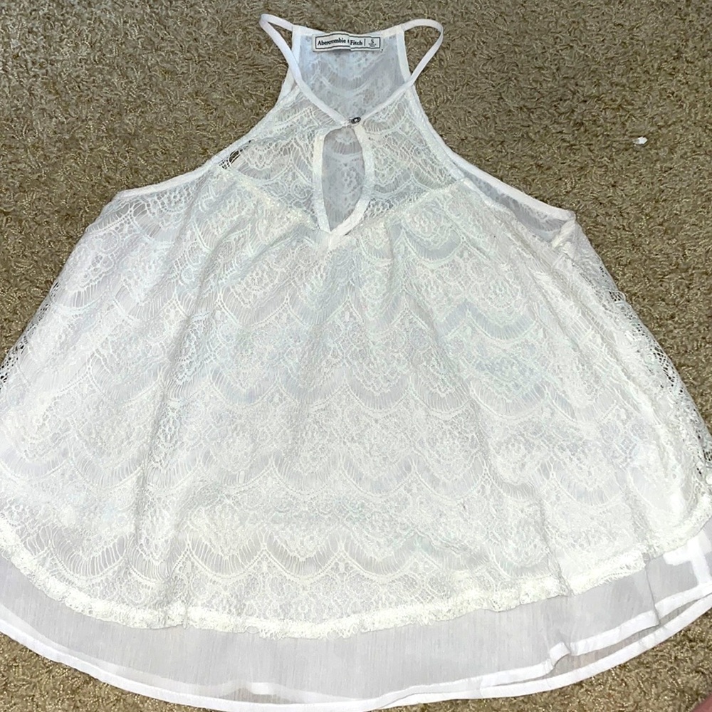 Abercrombie & Fitch White Lace Halter Tank Top